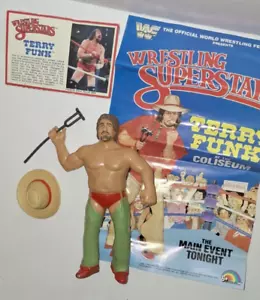 WWF LJN Terry Funk Action Figure WWE Wrestling con poster e carta WWF cappello e ferro - Foto 1 di 10