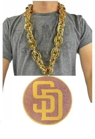 New MLB SAN DIEGO PADRES JUMBO SPINNER EDITION GOLD Fan Chain Big Necklace Foam Cover