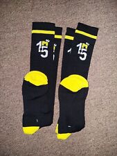 Unisex 1.5M Knee High Tube Socks Black and Yellow Striped 2Pair