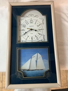 Vintage Clock/ Painting In Wooden Frame Shadow Box , 24”X14” , Needs Battery, - Picture 1 of 11