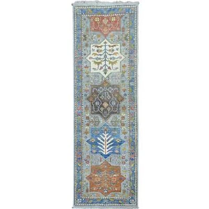 Hand-Knotted Caucasian Kazak Design 100% Wool Hallway Runner (Size 2.5 X 7.9) Cw - Picture 1 of 6