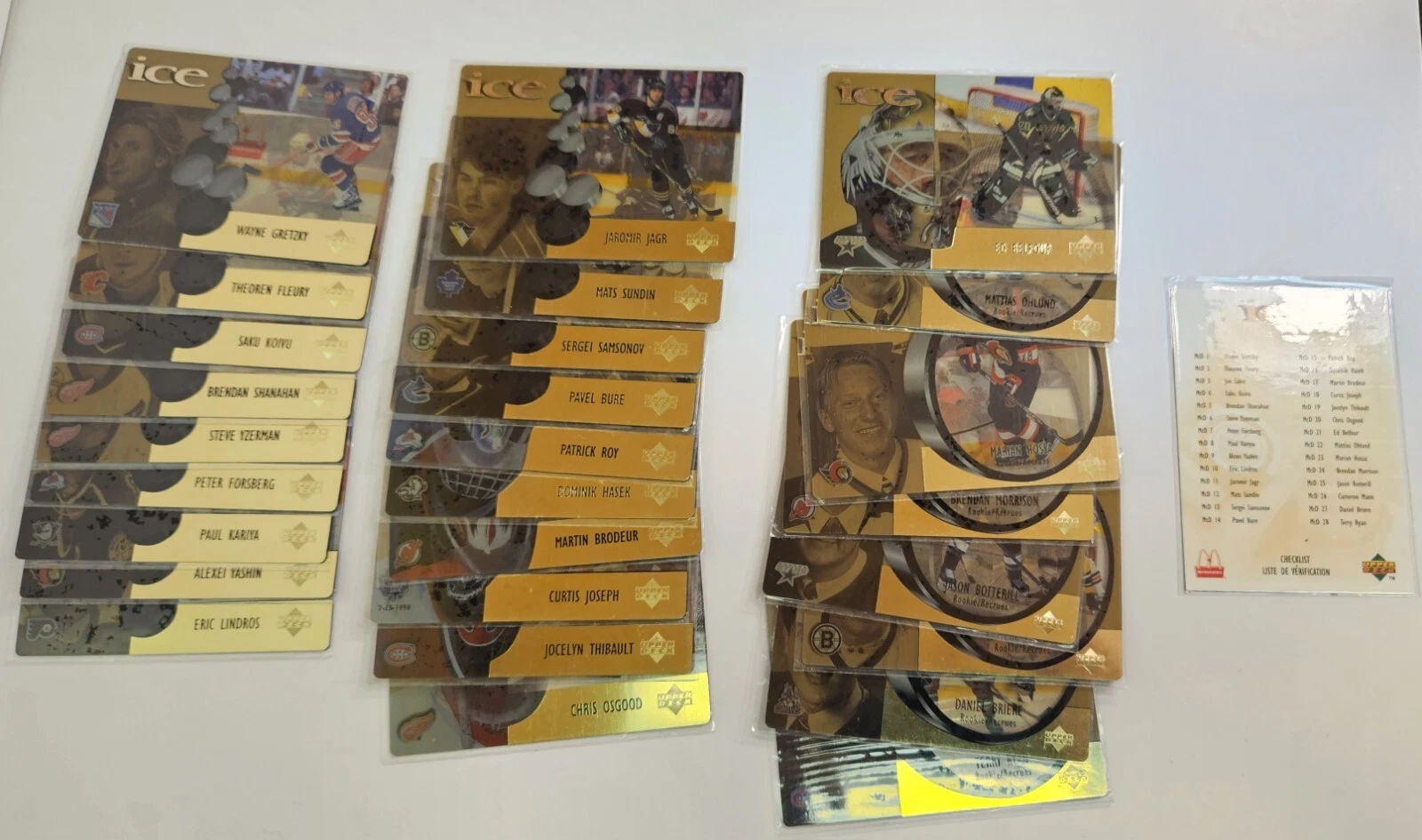 1998-99 NHL McDonalds Hockey Card Upper Deck Ice Complete Set #1-28 W/ Checklist