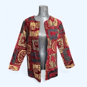 Chaqueta vintage de terciopelo de medianoche tapiz gótico llamativo para mujer grande arte para usar - Imagen 1 de 10