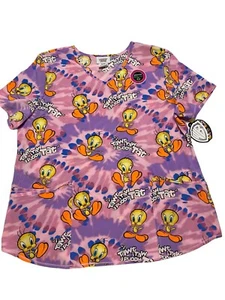Tweety Bird Looney Tunes Medical Scrub Top Shirt Small - Picture 1 of 6