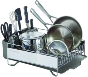 Dish Rack Rust Resistant W/ Self-Draining Board & Removable Flatware Caddy HOT - Picture 1 of 6
