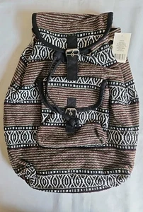 Woven Cotton Backpack Boho Tribal Print Hippy Bag Multicolor New Unisex - Picture 1 of 9
