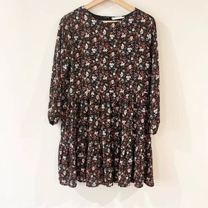 Altard State Langarm Minikleid schwarz mit Blumenmuster Damen Gr. S - Bild 1 von 9