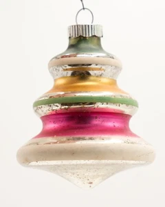 De colección Brillante Brite Spinning Top OVNI Vidrio Soplado Adorno de Navidad Rayas EE. UU. - Imagen 1 de 20