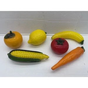 6 Vintage mundgeblasene Kunstglas Obststücke Mais, Karotte, Tomate, Zitrone & mehr - Bild 1 von 2