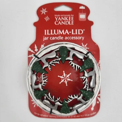 Yankee Candle 2007 Christmas ILLUMA-LID Silver Reindeer & Trees New! - Image 1 of 4