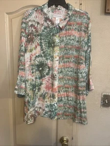 NWT SZ  2x ALFRED DUNNER Tuscan Sunset Blouse - Picture 1 of 4