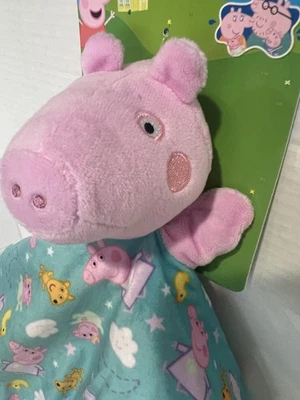 Manta de seguridad Peppa Pig Lovey Nunu rosa/verde azulado nueva con etiquetas Foto 1 de 4