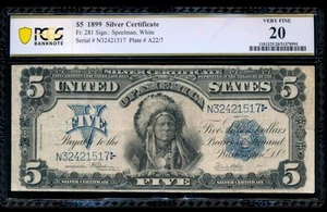 AC Fr 281 1899 $5 Silver Certificate PCGS 20 CHIEF NOTE - Picture 1 of 2