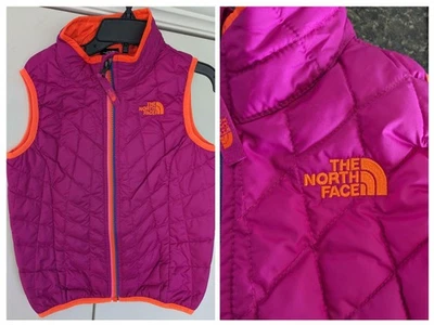 The North Face Girls Thermoball Vest Insulated pink orange Toddler 5 full zip - Image 1 of 4