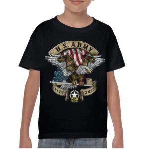 US Army Eagle Youth T-shirt 250 Anniversary American Veteran DD 214 Kids - Picture 1 of 43