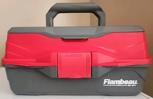 Flambeau Adventurer Red & Gray One Tray Tackle Box With Tackle - Picture 1 of 12
