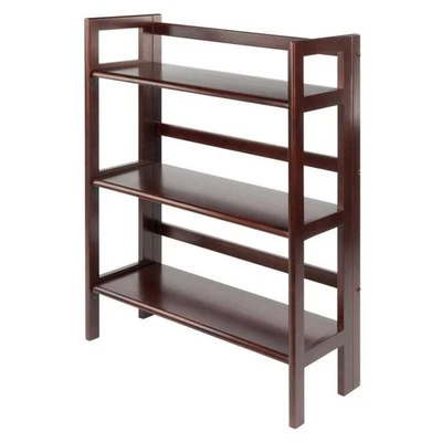 3-Shelf Shelving Unit Tier Three Folding Bookshelf  Bookcase Small Display Wood - Image 1 of 4