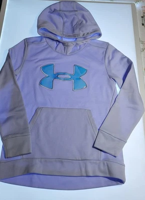 Under Armour Niñas Sudadera con Capucha Juvenil Mediana Azul Logo Pullover Sudadera Foto 1 de 4