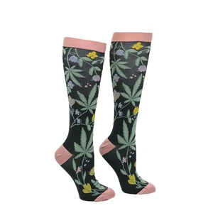 Calcetines de compresión unisex Flowers and Weed Funny 420 para mujer y hombre - Imagen 1 de 8