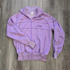 Rare Women's 80s VTG Light Purple Adidas Tracksuit Jacket White & Blue Tag Large - Picture 1 of 8