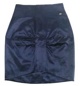 CHANEL ~ navy 100% Silk midi skirt ~ sz: M / L ; Fr: 42  ~ AUTHENTIC - Picture 1 of 17