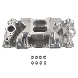Colector de admisión de espacio de aire de doble plano de aluminio pulido para SBC Chevy 350 400 57-95 - Imagen 1 de 10