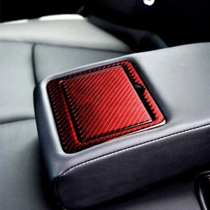 Asiento trasero rojo fibra de carbono portavasos de agua panel interior moldura para Infiniti Q50 - Imagen 1 de 10
