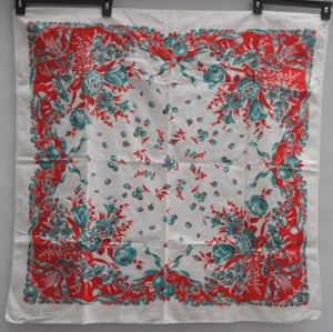 Vintage 40s-50s Floral and Fruit Print Tablecloth Cottagecore Grannycore - Picture 1 of 10