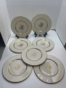 Vintage Lenox Westfield Salad Dessert Plate Ivory w/ Gold Rim Wheat Set of 7 - Picture 1 of 10