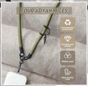 Thick Rope Cell Phone Lanyard Spacer, Anti Cell Phone Theft Strap for iPhone HOT - Zdjęcie 1 z 19