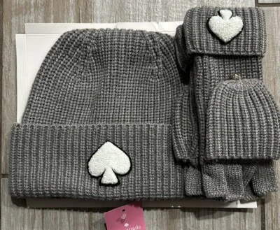 Kate Spade Chenille Patch Logo Beanie Hat & Glove Set - Image 1 of 4