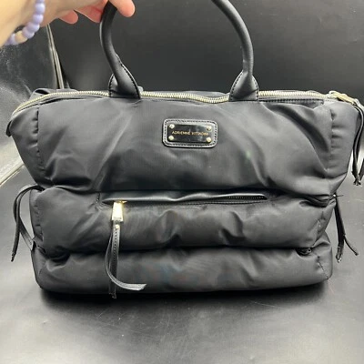 Bolsa de viaje Adrienne Vittadini grande negra acolchada de nailon Foto 1 de 4