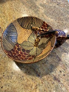 Vintage Hand Carved Wooden Whimsical Giraffe Bowl - Picture 1 of 15