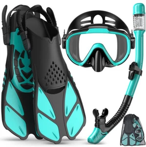 Profi Schnorchelset Erwachsene mit Flossen,Anti-Fog Panorama Taucherbrille ML/XL - Bild 1 von 24
