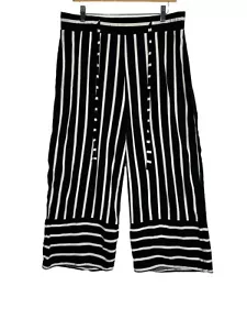 CUPIO Womens XL Lounge Pants Black and White Striped Wide Leg Lagenlook Beach - Picture 1 of 11