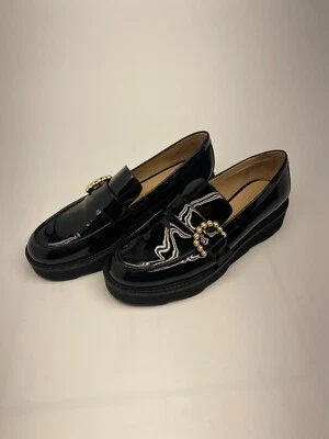 Mocassim Stuart Weitzman Feminino Piper Superlift Preto Patente Tamanho 10.5B - Imagem 1 de 4