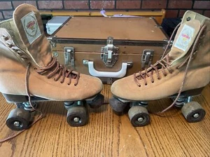Vintage Championship Vintage Roller Skates Tan Suede With case - Picture 1 of 11