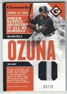 2017 PANINI CHRONICLES SWATCHES RED MARCELL OZUNA #9/10