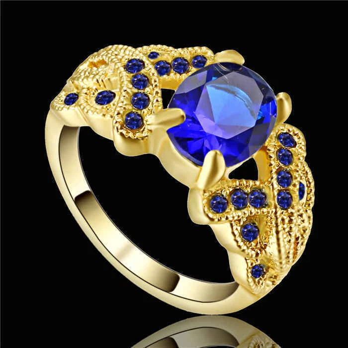 Joyería Talla 6 Raro Piedra Azul Amarillo Oro Relleno/Enchapado Anillo de Lujo Regalo Unisex Foto 1 de 1