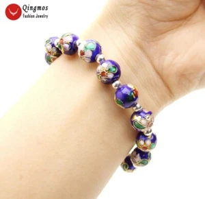 China Feature 10mm Round Blue Cloisonne Bracelet for Women Jewelry 7.5'' bra123 - Picture 1 of 7
