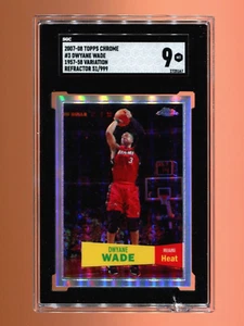 2007-08 Topps Chrome Dwyane Wade 1957-58 Variation Refractor /999 SGC 9 MINT - Picture 1 of 4