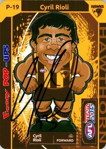 Signed 2015 Hawthorn Hawks AFL Premiers TeamCoach Pop-Ups Card - Cyril Rioli - Picture 1 of 3