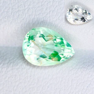 1.17 Ct Rare Pear 8.8 x 6.4 MM White to Neon Green Mexican Natural HYALITE OPAL - Picture 1 of 5
