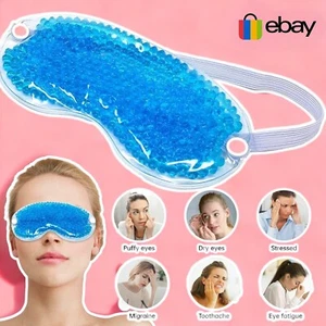 Gel Bead Heating Cooling Sleep Mask Reusable Hot Cold Ice Pack Puffy Dry Eyes UK - Picture 1 of 6
