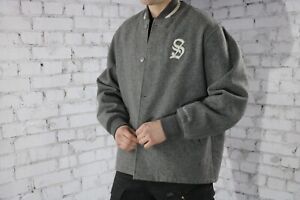 Vintage Supreme Wool Jacket Varsity Gray Large RARE