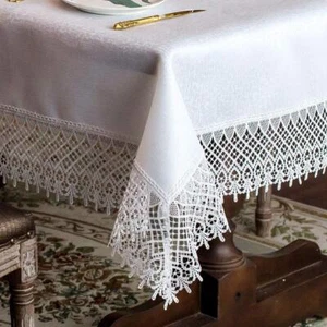 Lace Table Cloths Rectangle Fall Antique Flower Decor Macrame Tablecloth for ... - Picture 1 of 7