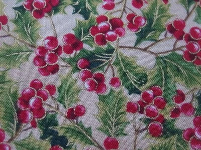 POR Tela Holiday Ediciones Navidad Beige Por Fabri-Colcha 44" X 37" 86 Foto 1 de 4