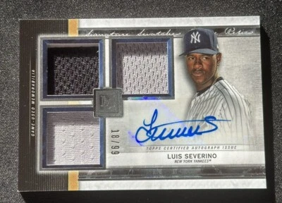 2020 Topps Museum Collection Luis Severino Triple Relic Auto /99 SSTA-LS NYY - Image 1 of 2