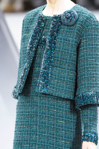 Giacca Tuta Lesage CHANEL Runway VERDE paillettes $9740 Spilla Camelia 38