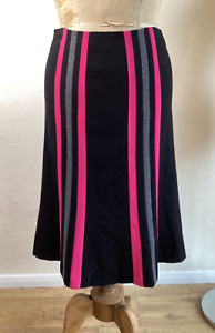 Country Collection CC Wool blend skirt Stripe size 14 BNWT Midi black pink